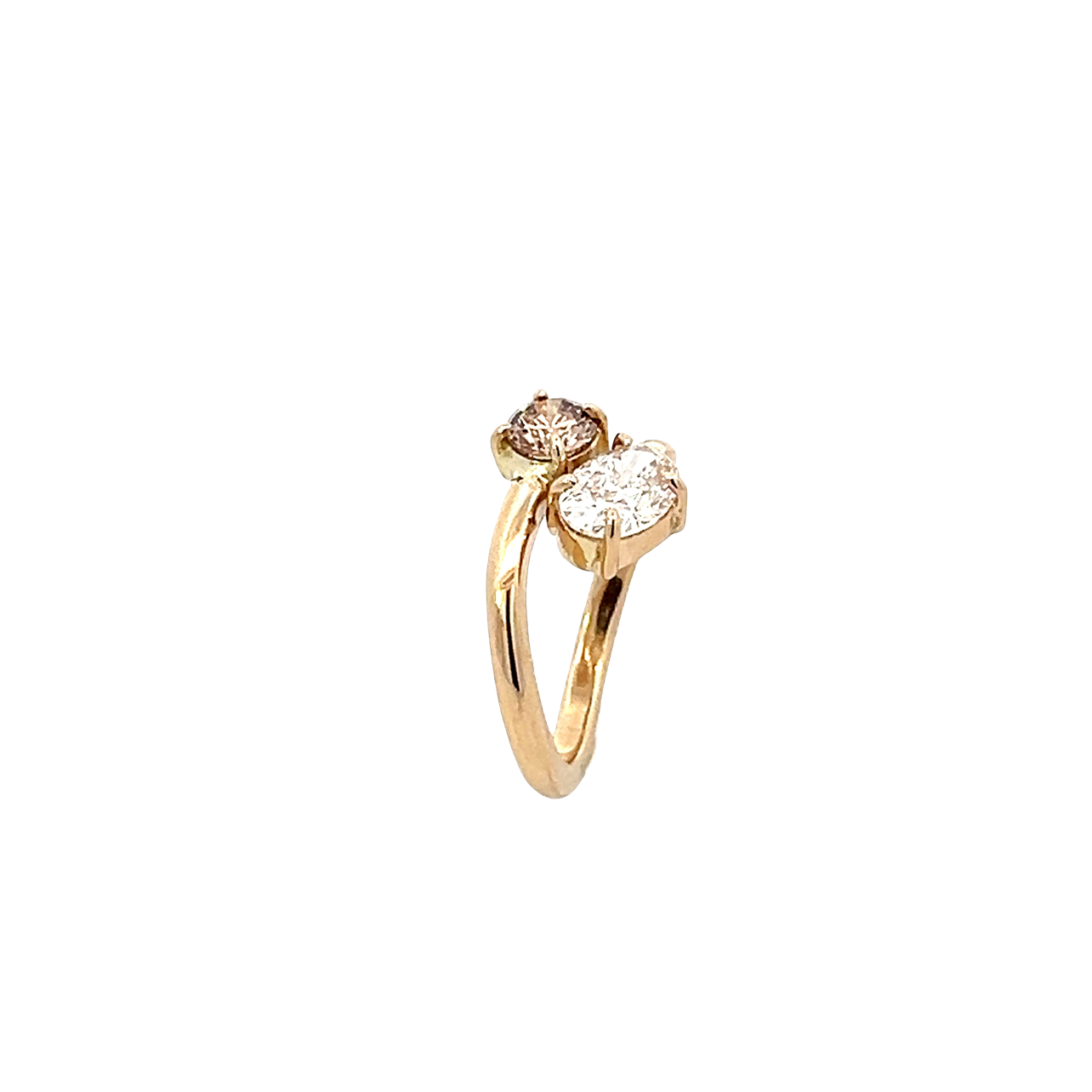 T 771 3023 - Anillo Tu y Yo Diamante Oval y Diamante Champagne Round