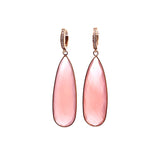 M 16 - Aretes Gota Cuarzo Rosa en Bisel