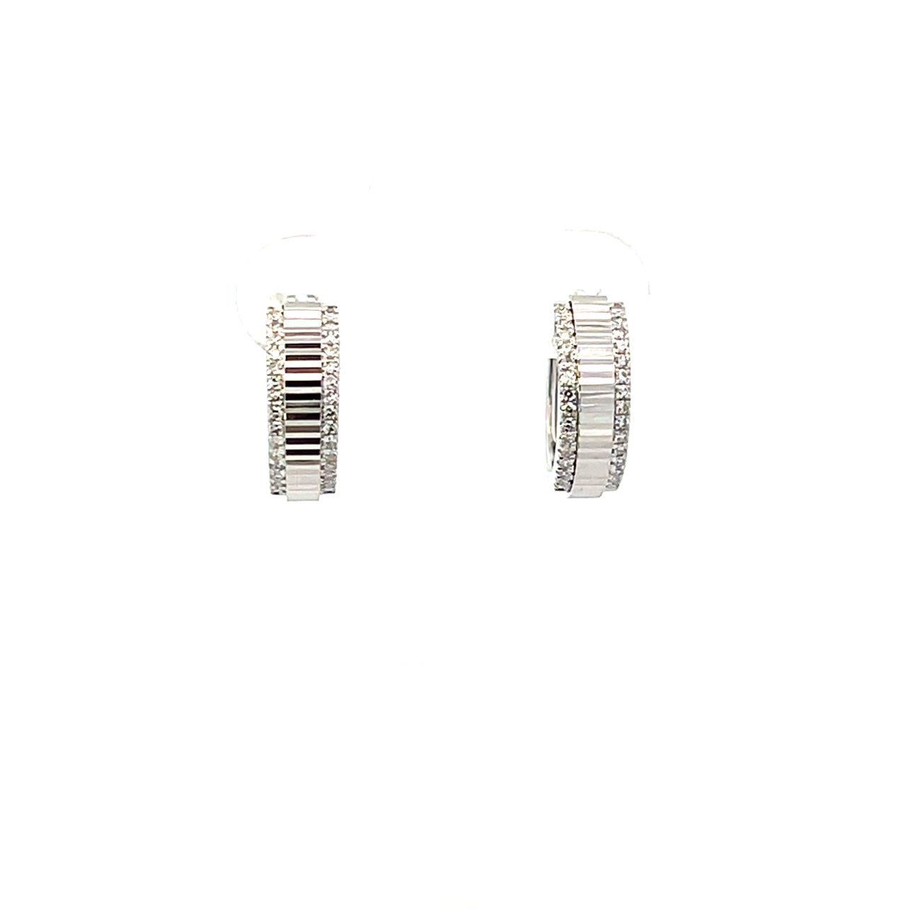 S 3159 - Arracadas Acanaladas Con Diamantes Laterales