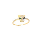 S 2870 - Anillo Jaguar Diamantes Pavé y Esmeraldas Round