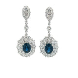 SG 223 - Aretes Largos Cocktail Zafiro Oval  y Diamantes